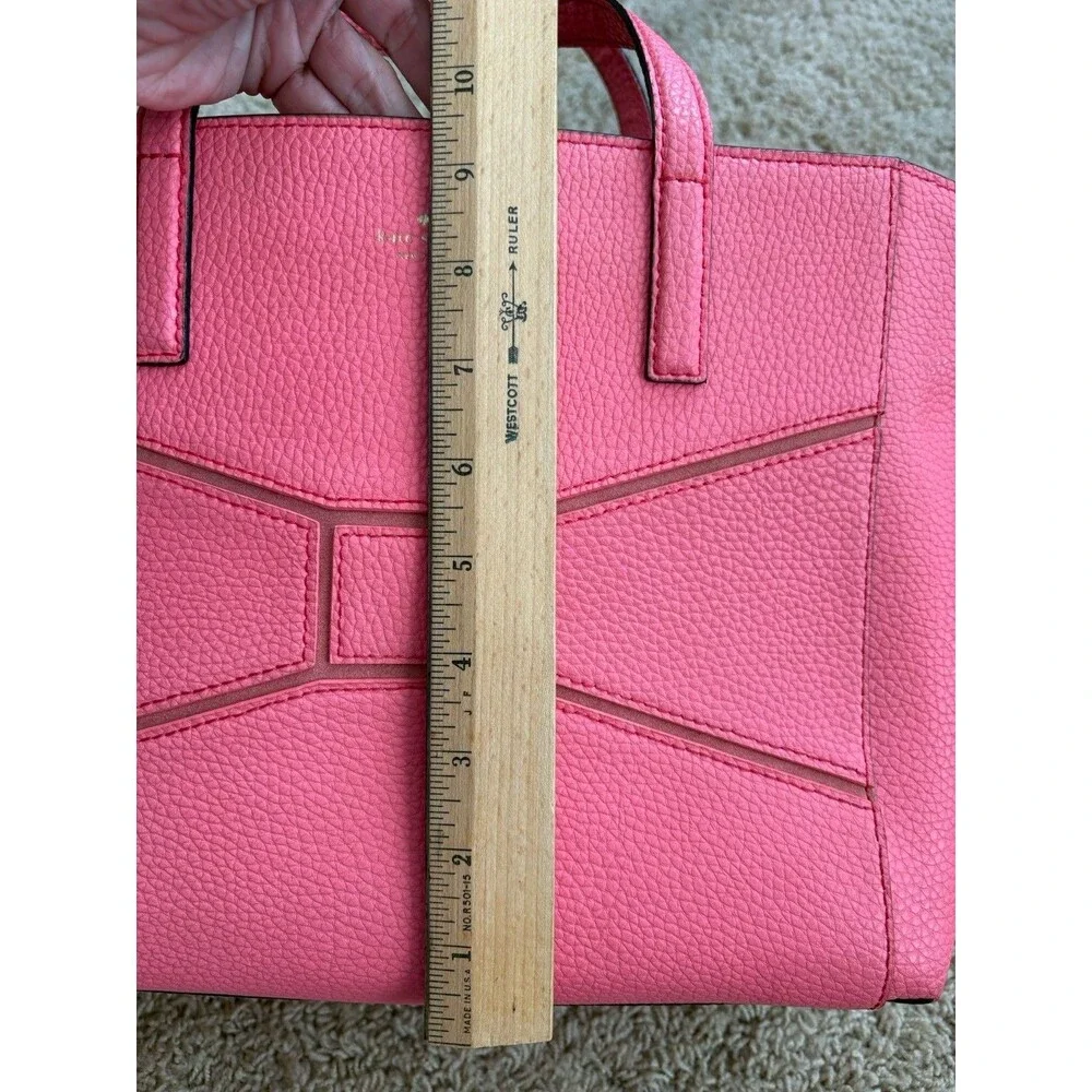 Kate Spade Bridge Place Francisca Tote Pink Flamingo Pebbled Leather Bow Accent